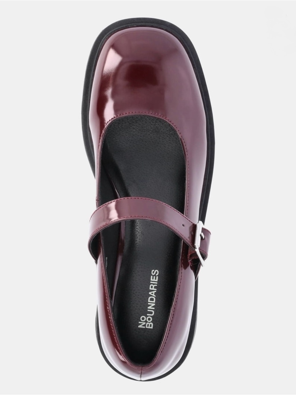 No Boundaries Women's Chunky Lug Sole Mary Jane Burgundy Shoes Size 7.5 - Picture 4 of 6